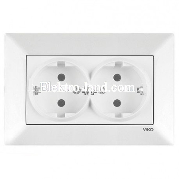 Розетка двойная с заземлением белая VIKO MERIDIAN 90970056-WH